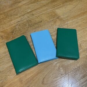 Baekgaard Slim Leather Business Card Case Holder (2) Green 1 Teal NEW